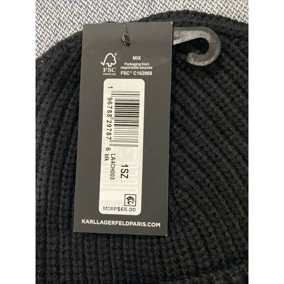 KARL LAGERFELD PARISRibbed Wool Blend Beanie - Picture 5 of 6